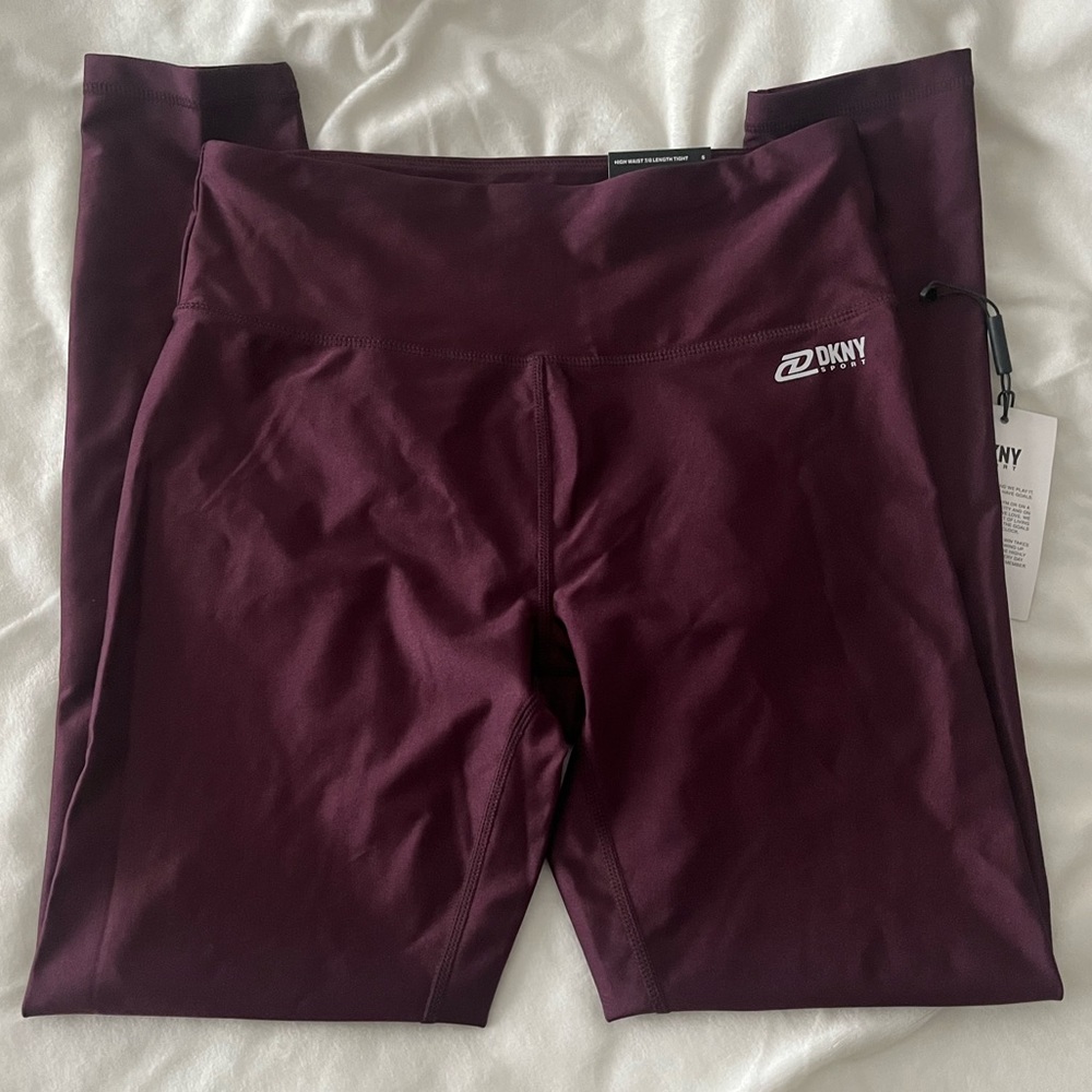 DKNY Sport | high waist leggings in metallic wine.